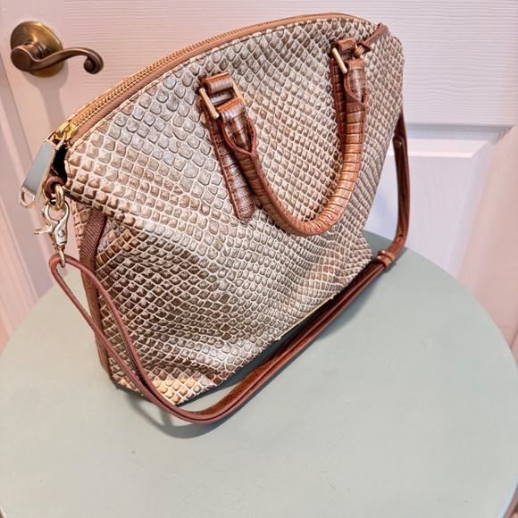 Brahmin Handbag, Tan Leather, Snakeskin Look - Picture 7 of 10
